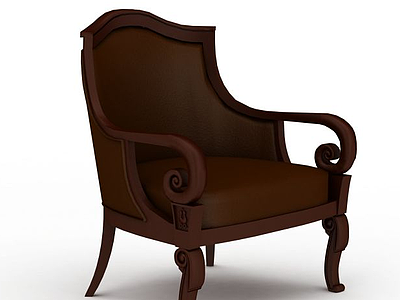 3d实木复古椅模型