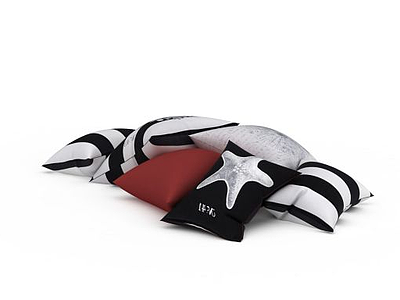 3d条纹抱枕组合免费模型