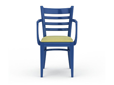 3d蓝色木质椅子模型