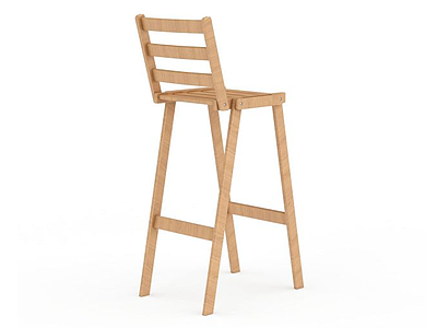 3d高脚木质椅子免费模型
