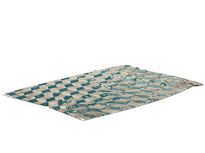 3d蓝色印花格子毛毯免费模型