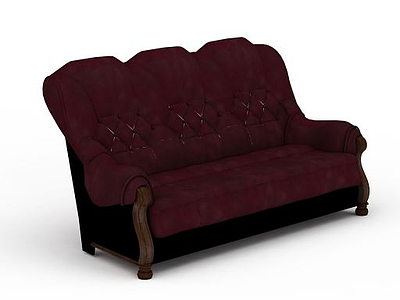 紫色多人沙发模型3d模型