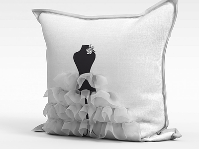 3d创意婚纱图案抱枕模型