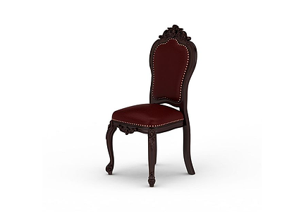 3d红色实木椅子模型