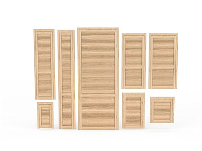 3d条形木柜门组合免费模型