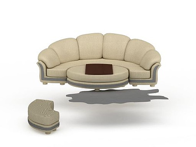 米色弧形沙发模型3d模型
