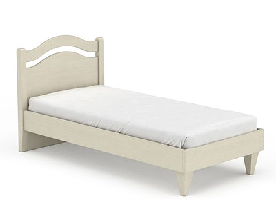 3d简约实木米色一米二儿童床免费模型