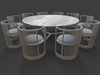 现代多人餐桌椅模型3d模型