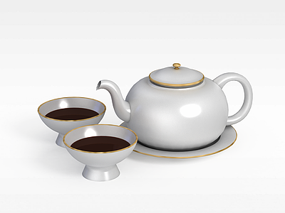 3d瓷器茶具模型