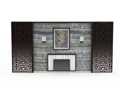 3d中式客厅屏风免费模型
