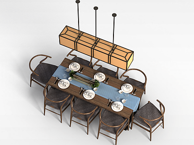 中式桌椅组合模型3d模型