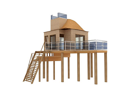 3d户外休闲木房模型
