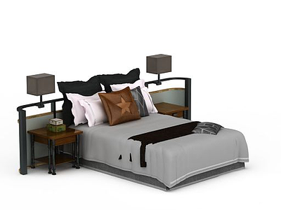 3d室内双人床免费模型