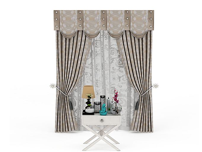 3d现代室内窗帘免费模型