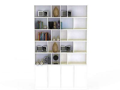 现代简约书柜模型3d模型
