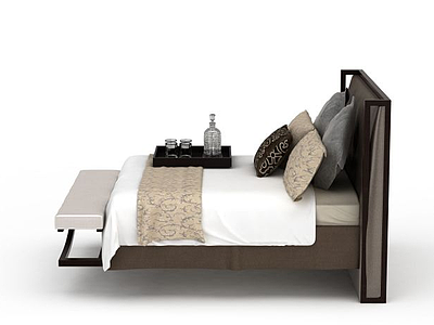 3d现代简约风格双人床免费模型