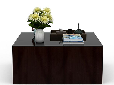 3d新中式办公室桌子模型
