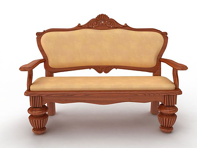 3d现代时尚木质长椅模型