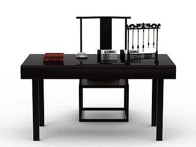 新中式桌椅组合模型3d模型
