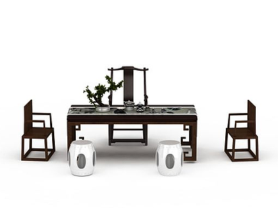 3d新中式桌椅组合模型