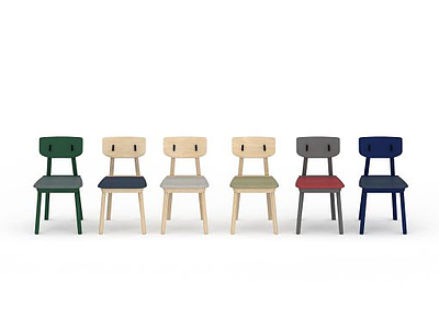 3d实木椅子组合免费模型