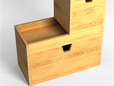 3d室内家居实木箱子模型