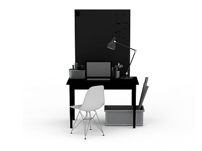 3d室内办公桌模型