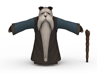 3d游戏角色熊猫老人免费模型