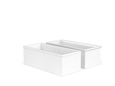3d白色<font class='myIsRed'>简约</font>长方形浴缸模型
