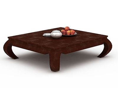 3d实木矮桌模型