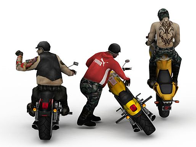 3d摩托车队组合模型