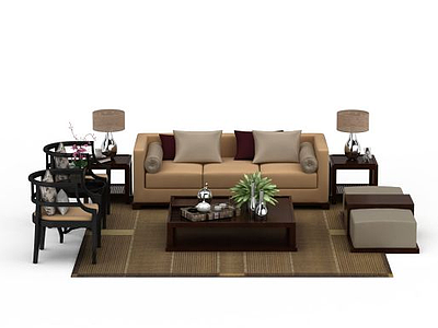 客厅桌椅组合模型3d模型