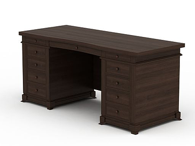 3d实木办公桌免费模型