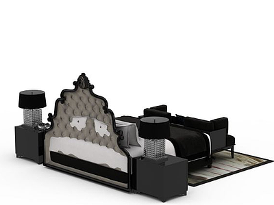 3d客厅双人床免费模型