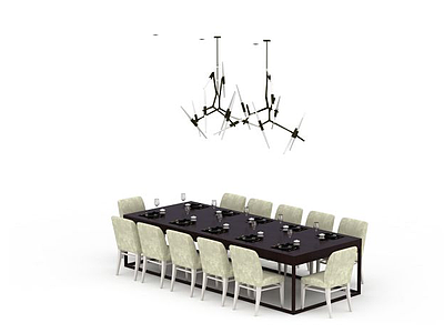 3d会议室桌椅组合免费模型
