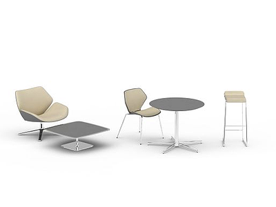 3d现代风格桌椅组合模型