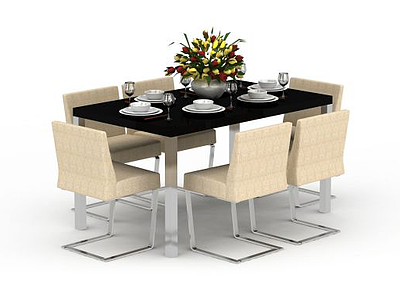 3d现代简约风格桌椅组合模型