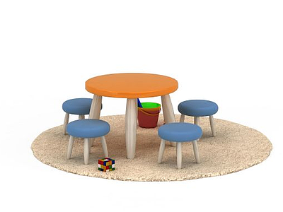 3d儿童桌椅免费模型
