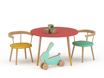 3d儿童桌椅组合免费模型