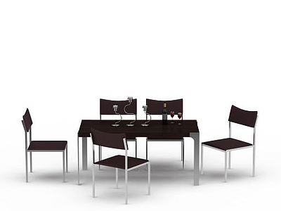 现代简约风格桌椅组合模型3d模型