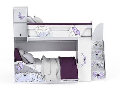 3d简约风格儿童床免费模型