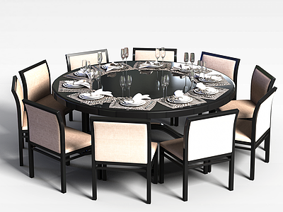 现代简约风格餐桌模型3d模型