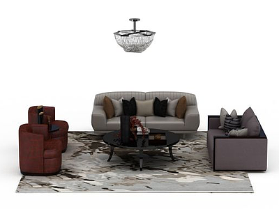 3d客厅休闲沙发组合免费模型