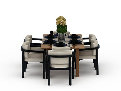 餐厅桌椅组合模型3d模型