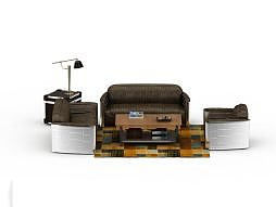 家居客厅沙发茶几家居组合模型3d模型
