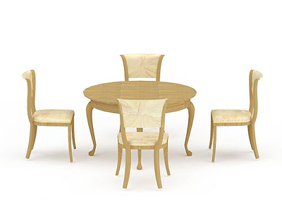 3d餐厅实木桌椅组合免费模型