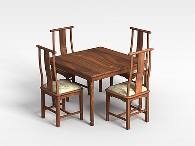 中式餐厅桌椅模型