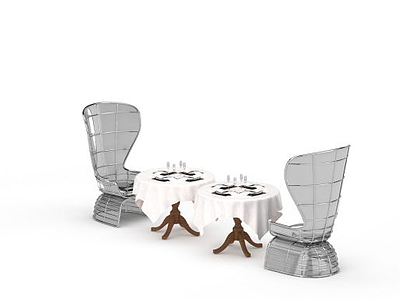 3d西餐桌椅组合模型