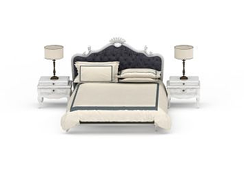 3d欧式风格双人床免费模型