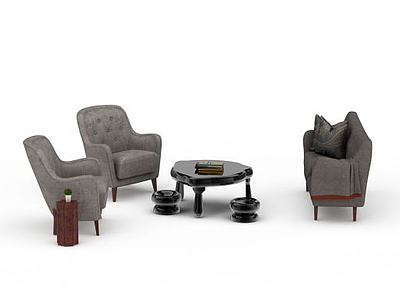3d布艺休闲沙发组合免费模型